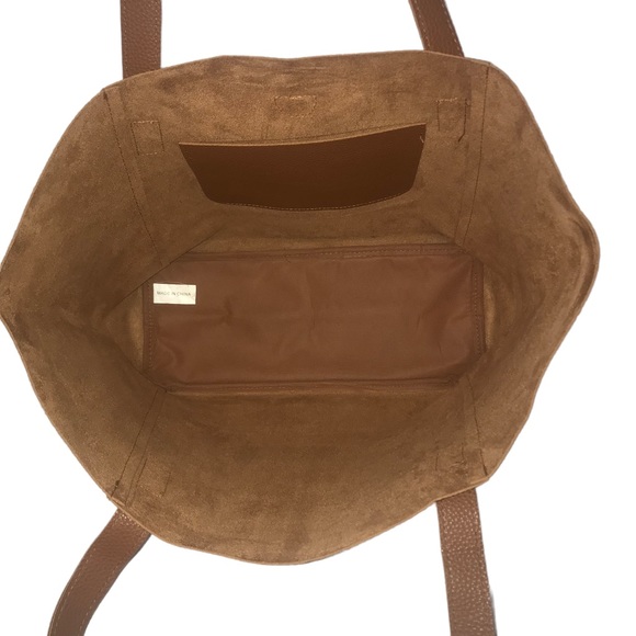 Tanger Brown Pebbled Faux Leather Large Tassel Boho Tote Bag - Picture 10 of 12